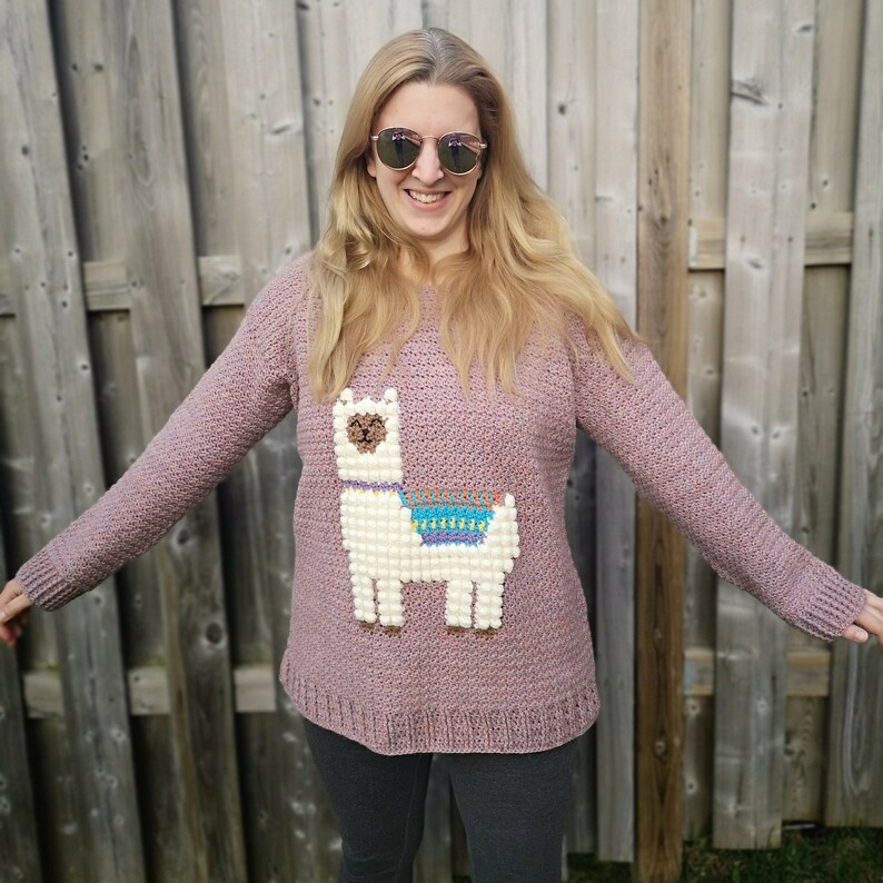 Crochet Llama Sweater, Crochet Sweater for Women, Crochet Sweater for Girls, Crochet Sweater Kids, Crochet Llama, Intarsia Crochet image 5