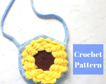 Crochet Purse Pattern, Sunflower Purse, Crochet Sunflower, Crochet Flower Purse, Sunflower Pattern, Easy Crochet Pattern, Crochet for Girls