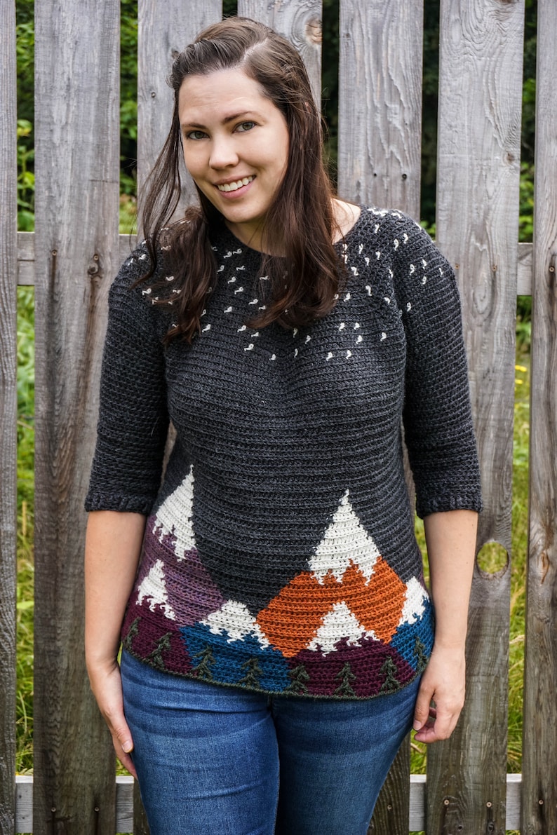 Crochet Mountain Sweater Pattern Tapestry Crochet Sweater Etsy
