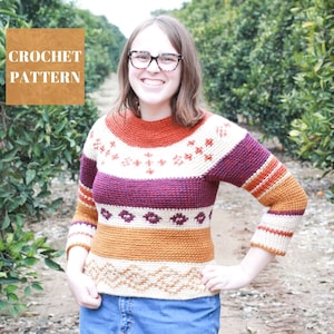 Beginner Crochet Colorwork Sweater Pattern, Fair Isle Crochet, Tapestry Crochet, Crochet Sweater Pattern, Crochet Sweater