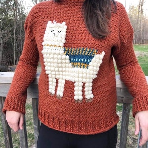 Crochet Llama Sweater, Crochet Sweater for Women, Crochet Sweater for Girls, Crochet Sweater Kids, Crochet Llama, Intarsia Crochet image 3