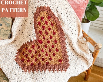 Crochet Pizza Blanket, C2C Crochet Blanket, C2C Crochet Pattern, Crochet Blanket Pattern, Crochet Heart, Crochet Valentines Day Pattern