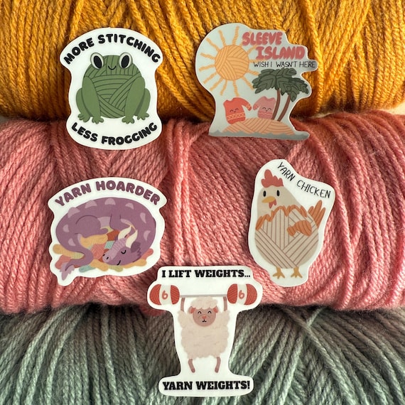 Yarn Themed Mini Sticker Pack - Crochet Sticker - Yarn Sticker - Knitting Sticker - Crochet Gift - Knitting Gift