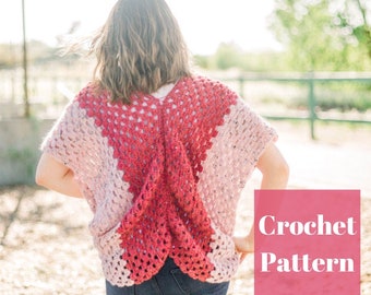 Modello cardigan all'uncinetto, modello semplice all'uncinetto, uncinetto moderno, cardigan all'uncinetto, cardigan all'uncinetto Boho, cardigan all'uncinetto PDF