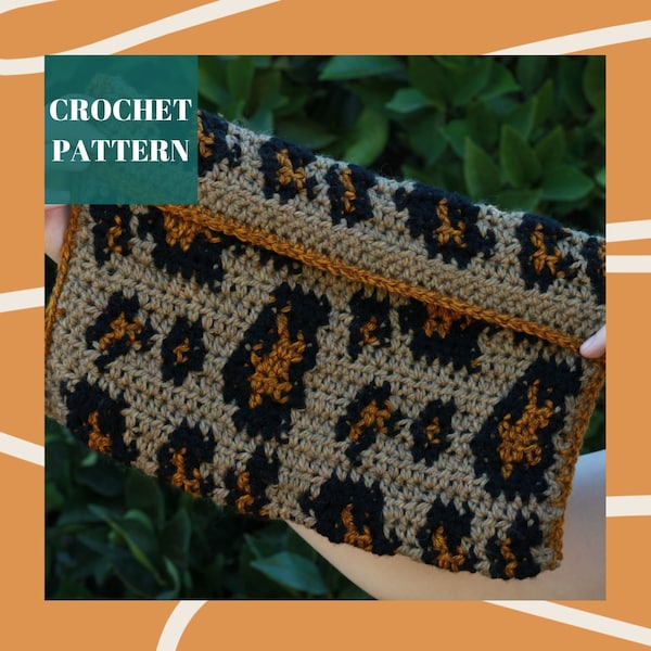 Crochet Leopard Clutch, Tapestry Crochet Purse Pattern, Crochet Clutch Pattern, Crochet Bag Pattern, Tapestry Crochet