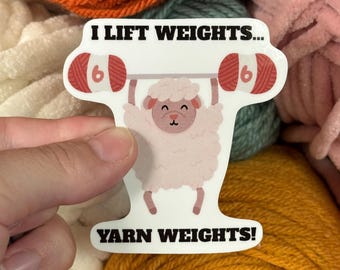 Yarn Weights Sticker - Crochet Sticker - Yarn Sticker - Knitting Sticker - Crochet Gift - Knitting Gift - Funny Sheep Sticker