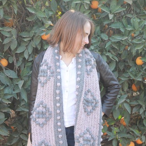 Crochet Blanket Scarf Pattern, Crochet Scarf, Crochet Wrap Scarf, Crochet Wrap, Crochet Wrap Pattern, Tapestry Crochet image 8