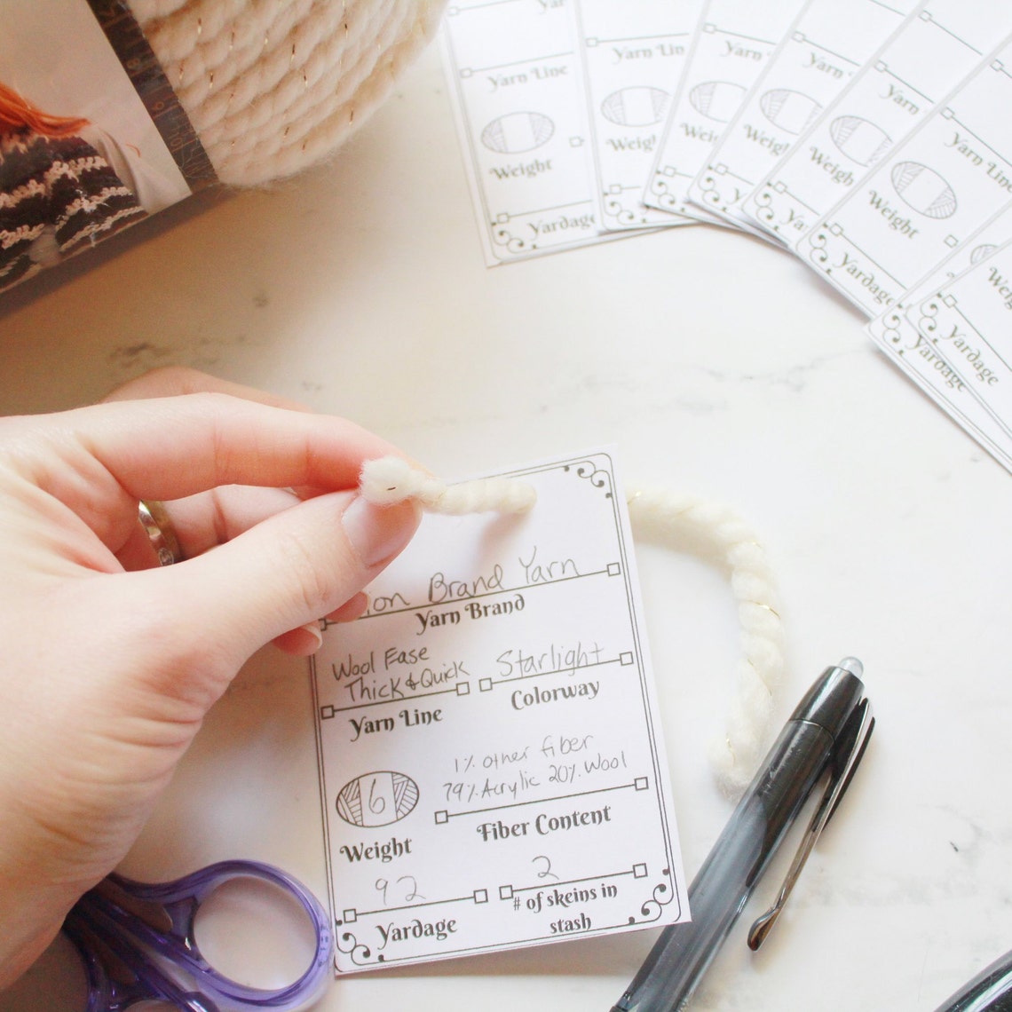 PRINTABLE Customizable Yarn Stash Organizer Cards PDF DIY Etsy