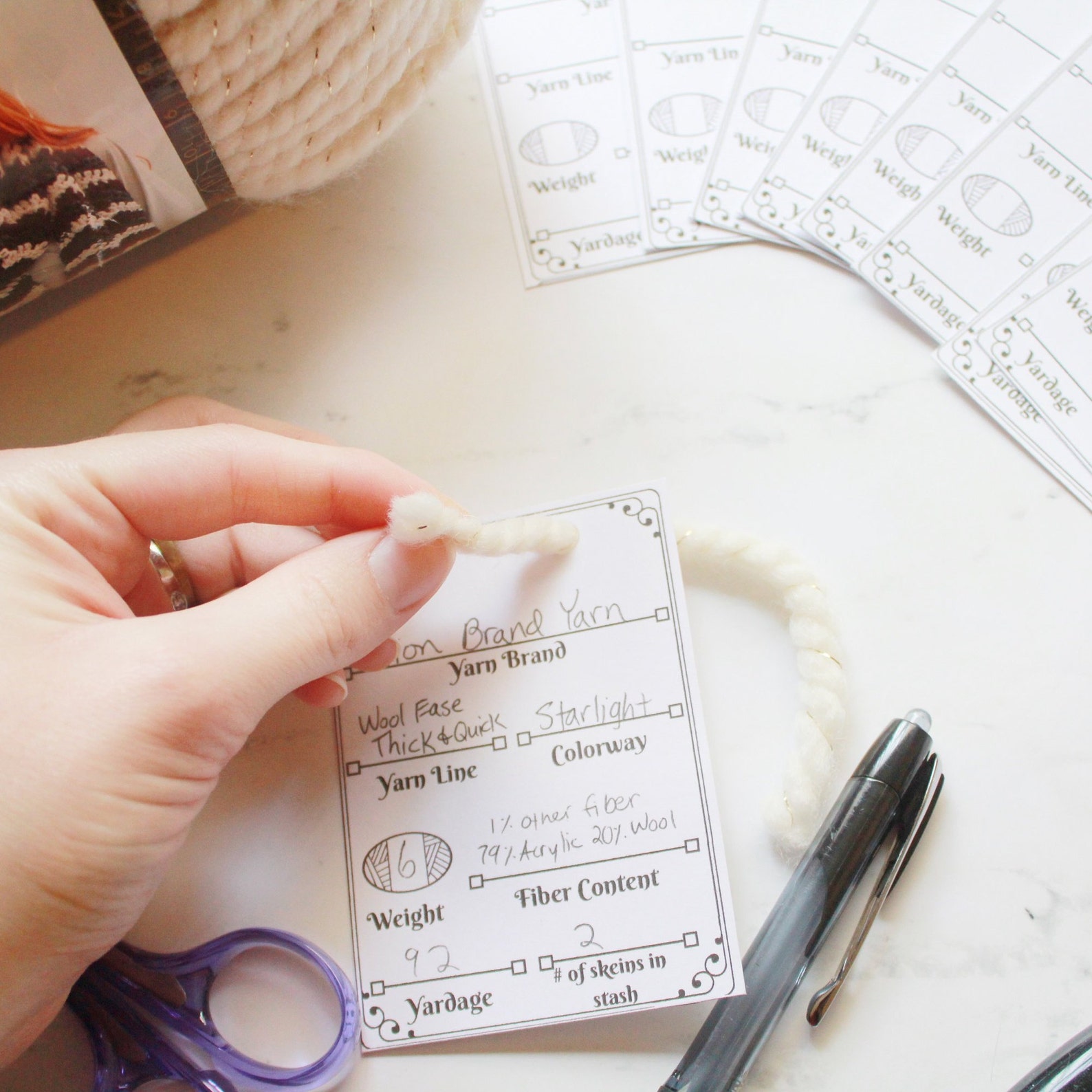 PRINTABLE Customizable Yarn Stash Organizer Cards PDF DIY - Etsy