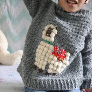 Crochet Llama Sweater, Crochet Sweater for Women, Crochet Sweater for Girls, Crochet Sweater Kids, Crochet Llama, Intarsia Crochet image 9