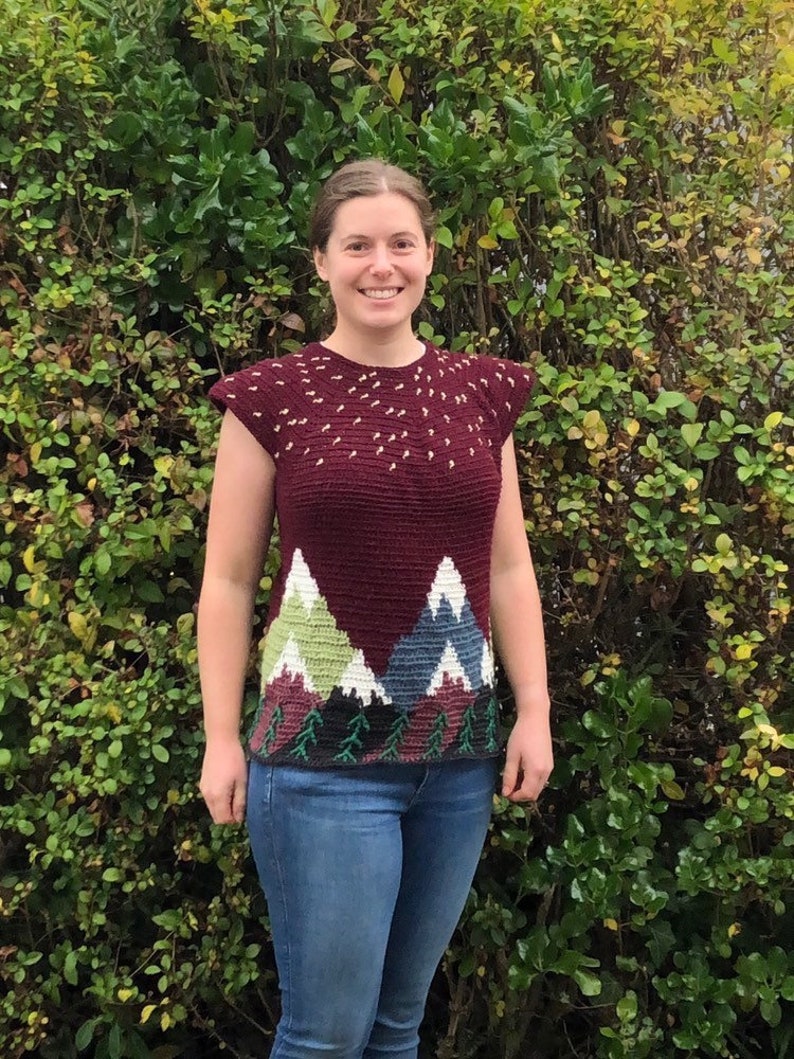 Crochet Mountain Sweater Pattern Tapestry Crochet Sweater Etsy