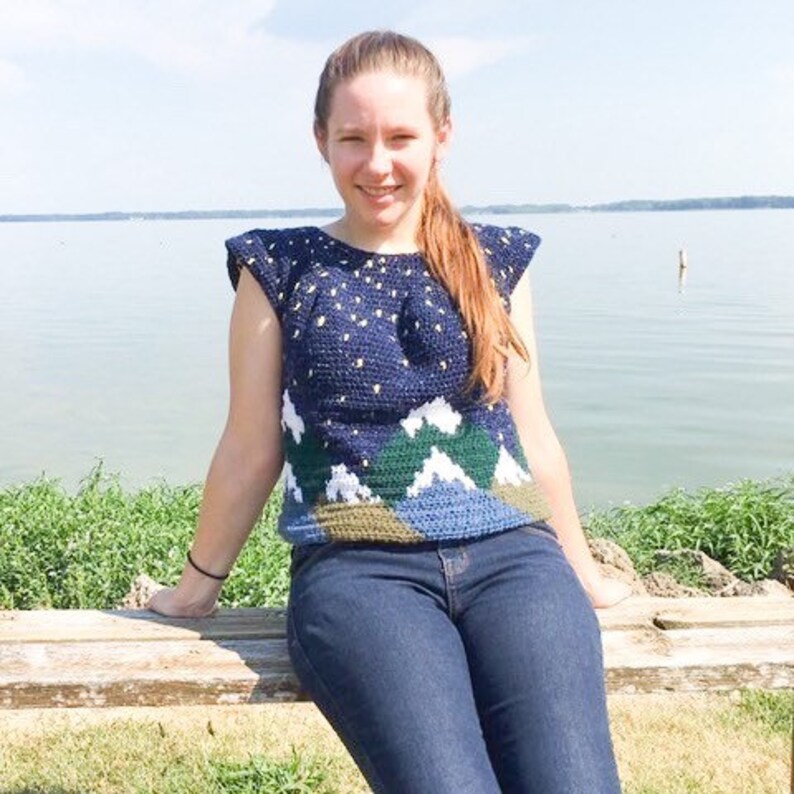 Crochet Mountain Sweater Pattern Tapestry Crochet Sweater Etsy