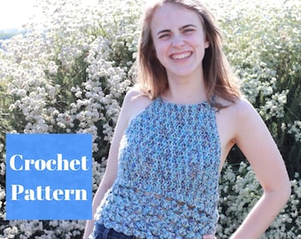 Crochet Halter Top Pattern, Crochet Summer Top, Easy Crochet Pattern, Crochet Beach Top, Summer Halter Top, Crochet Top Pattern