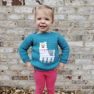 Crochet Llama Sweater, Crochet Sweater for Women, Crochet Sweater for Girls, Crochet Sweater Kids, Crochet Llama, Intarsia Crochet image 4