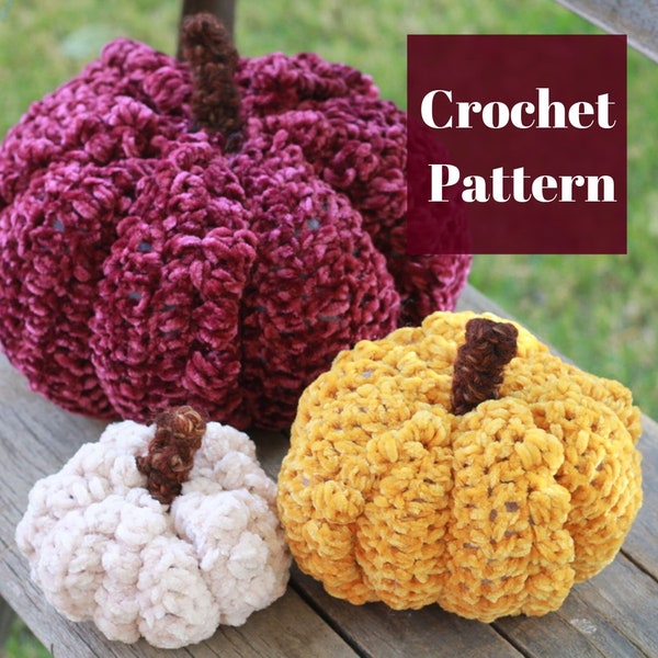 Crochet Pumpkin Pattern, Velvet Pumpkin, Fall Crochet Pattern, Pumpkin Decor, Easy Crochet Pattern, Pumpkin Crochet, Crochet Decoration