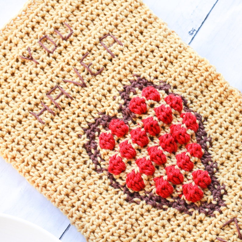 Pizza My Heart Towel, Crochet Towel Pattern, Crochet Pizza Pattern, Crochet Pizza Towel, Intarsia Crochet, Easy Crochet Pattern image 3