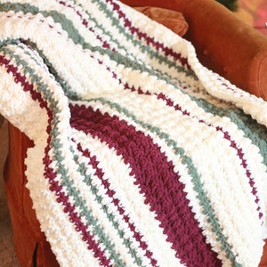 Crochet Chunky Blanket, Crochet Stripe Blanket Pattern, Crochet Blanket Pattern, Chunky Crochet Blanket Pattern image 4