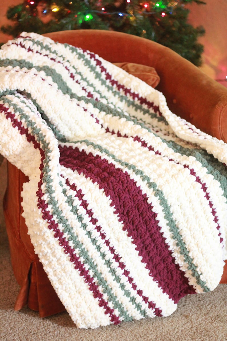 Crochet Chunky Blanket, Crochet Stripe Blanket Pattern, Crochet Blanket Pattern, Chunky Crochet Blanket Pattern image 4