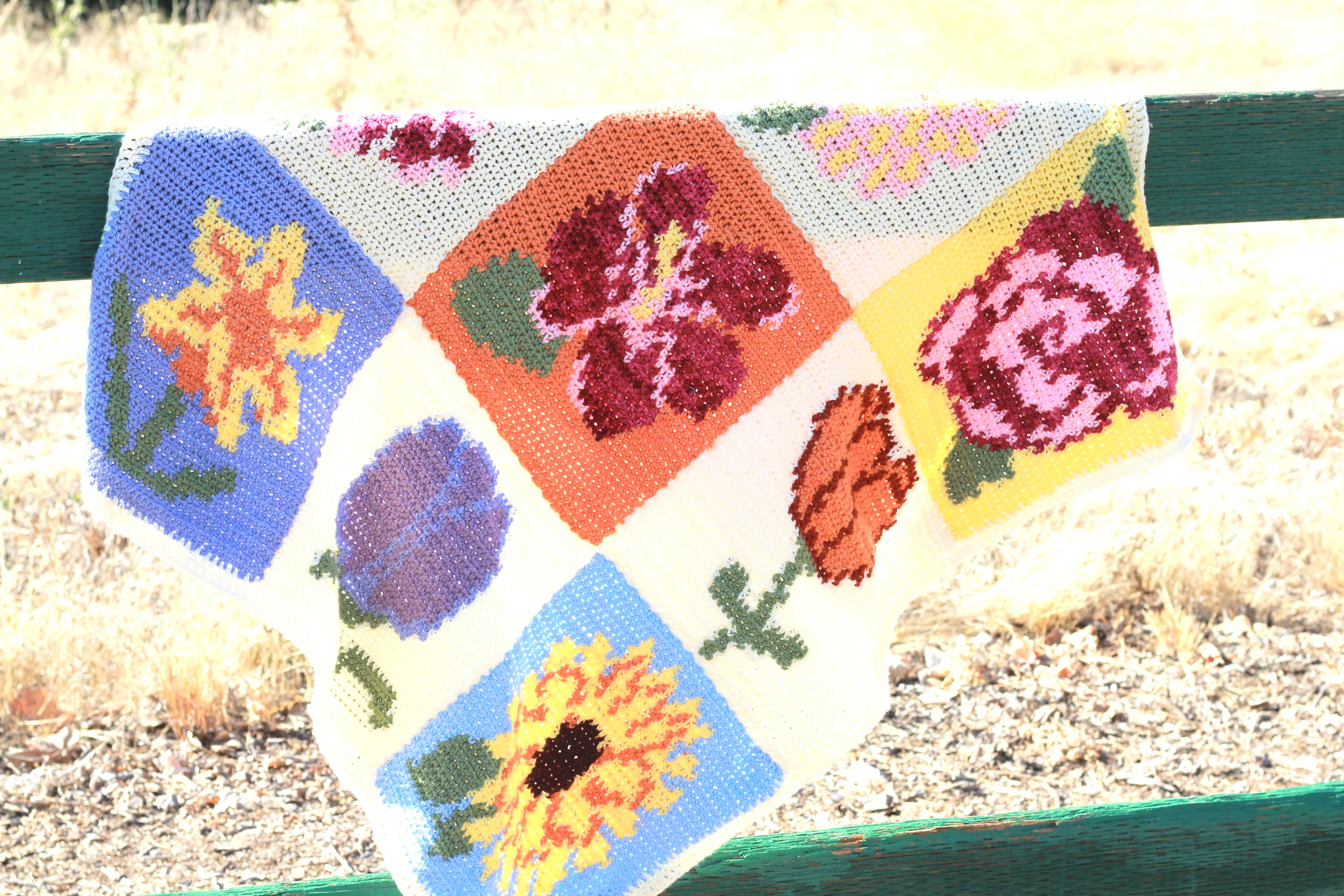 Flower Crochet Blanket Tapestry Crochet Tapestry Crochet Etsy