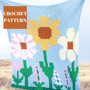 C2C Crochet Flower Blanket, Corner to Corner Crochet, C2C Crochet Blanket, C2C Crochet Pattern, Crochet Flower Pattern