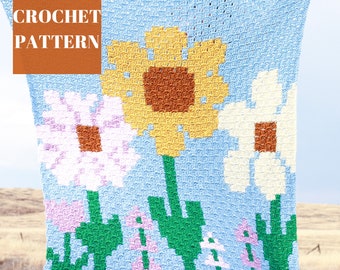 C2C Crochet Flower Blanket, Corner to Corner Crochet, C2C Crochet Blanket, C2C Crochet Pattern, Crochet Flower Pattern