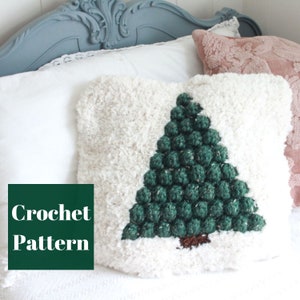 Crochet Pillow Cover, Crochet Christmas, Pine Tree Decor, Crochet Pillow Pattern, Easy Crochet Pattern, Crochet Pillow Pattern