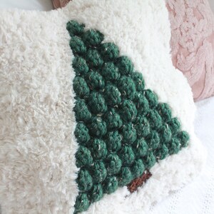 Crochet Pillow Cover, Crochet Christmas, Pine Tree Decor, Crochet Pillow Pattern, Easy Crochet Pattern, Crochet Pillow Pattern image 6