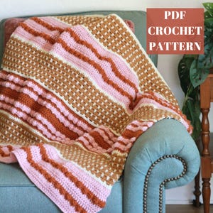 Easy Crochet Blanket Pattern - Crochet Baby Blanket - Crochet Throw - Crochet Afghan - Crochet Bobble Blanket - Block Stitch Blanket