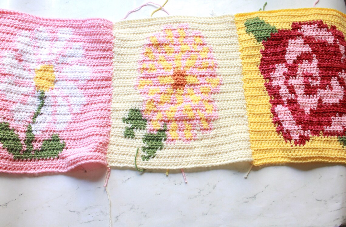 Flower Crochet Blanket Tapestry Crochet Tapestry Crochet Etsy