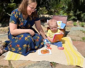 Crochet Picnic Blanket and Bag, Crochet Blanket Pattern, Summer Crochet, Crochet Bag, Crochet Picnic Blanket, Easy Crochet Pattern