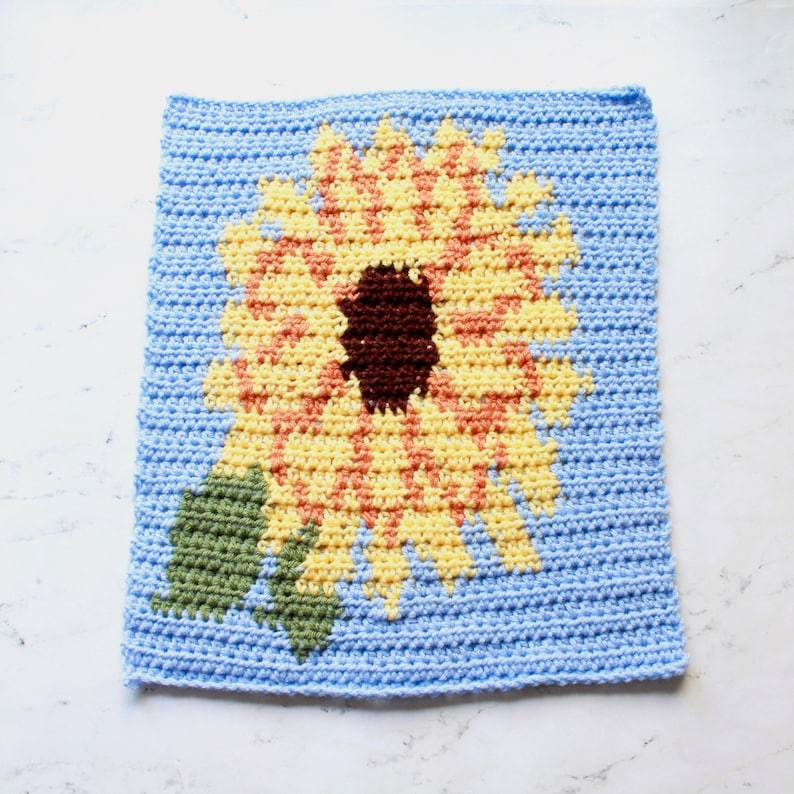 Flower Crochet Blanket, Tapestry Crochet, Tapestry Crochet Blanket, Crochet Flower Throw, Crochet Blanket Pattern, Easy Crochet Pattern image 7