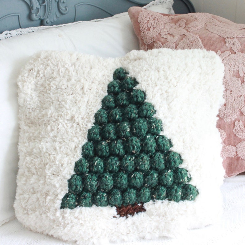 Crochet Pillow Cover, Crochet Christmas, Pine Tree Decor, Crochet Pillow Pattern, Easy Crochet Pattern, Crochet Pillow Pattern image 7