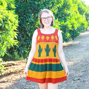 Crochet Cactus Top and Dress Pattern, Crochet Cactus Pattern, Crochet Peplum,Tapestry Crochet Top,Crochet Dress Pattern, Crochet Top Pattern image 3