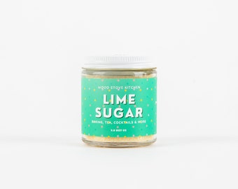 Lime Sugar - Flavored Sugar for Baking, Coffee/Tea, Cocktails & More from Wood Stove Kitchen, 3.8 net oz