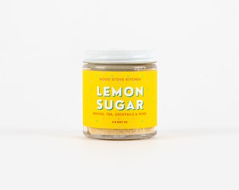 Lemon Sugar - Flavored Sugar for Baking, Coffee/Tea, Cocktails & More from Wood Stove Kitchen, 3.8 net oz