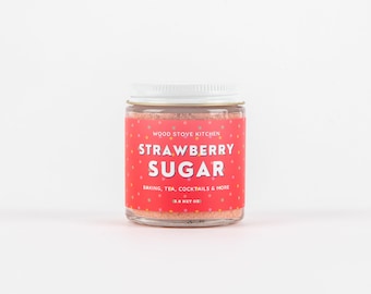 Strawberry Sugar - Flavored Sugar for Baking, Coffee/Tea, Cocktails & More from Wood Stove Kitchen, 3.8 net oz