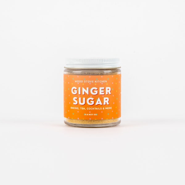 Ginger Sugar - Flavored Sugar for Baking, Coffee/Tea, Cocktails & More from Wood Stove Kitchen, 3.8 net oz