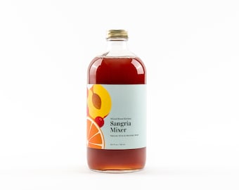 Wood Stove Kitchen Sangria Mixer with Tangerine, Peach and More, Cocktail and Mocktail Mixer, 16oz