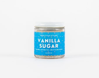 Vanilla Sugar - Flavored Sugar for Baking, Coffee/Tea, Cocktails & More from Wood Stove Kitchen, 3.8 net oz