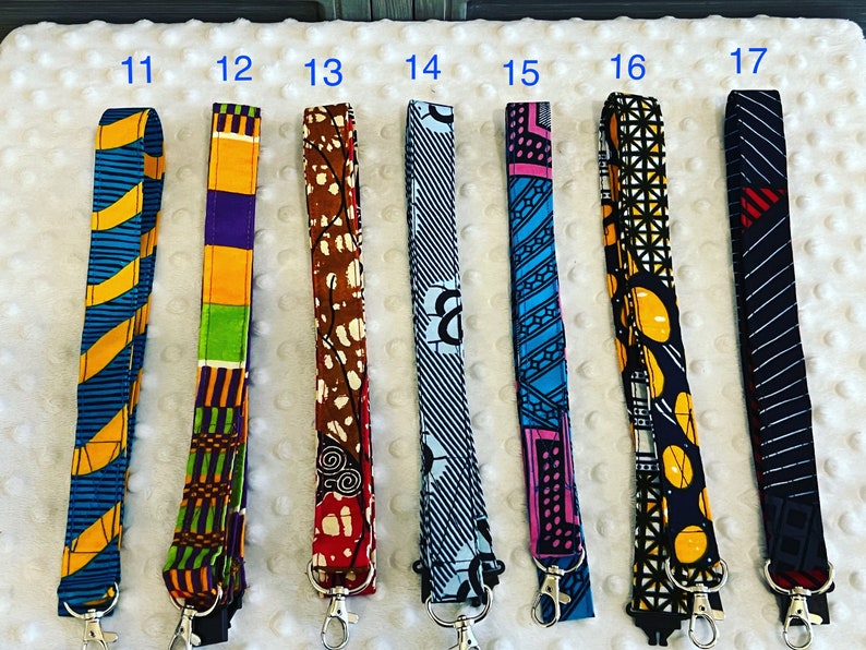 African Print Cotton Lanyards Ankara Lanyards ID Lanyards Neck Lanyards Wrist Lanyards Keys, Camera and Lobster Clasp image 7