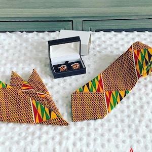 Neck Tie | African Print | Cuff Links | Pocket Square | Father’s Day
