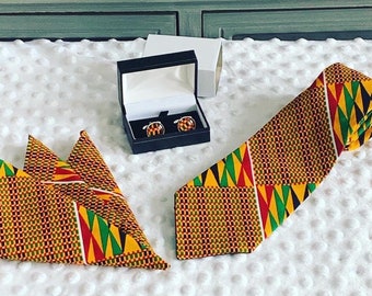 Neck Tie | African Print | Cuff Links | Pocket Square | Father’s Day