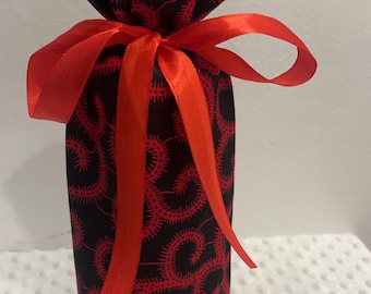 African Print Wine Gift Bag: Reusable Fabric Bottle Bag