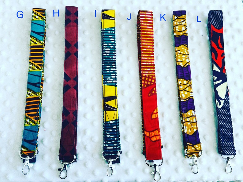 African Print Cotton Lanyards Ankara Lanyards ID Lanyards Neck Lanyards Wrist Lanyards Keys, Camera and Lobster Clasp image 2