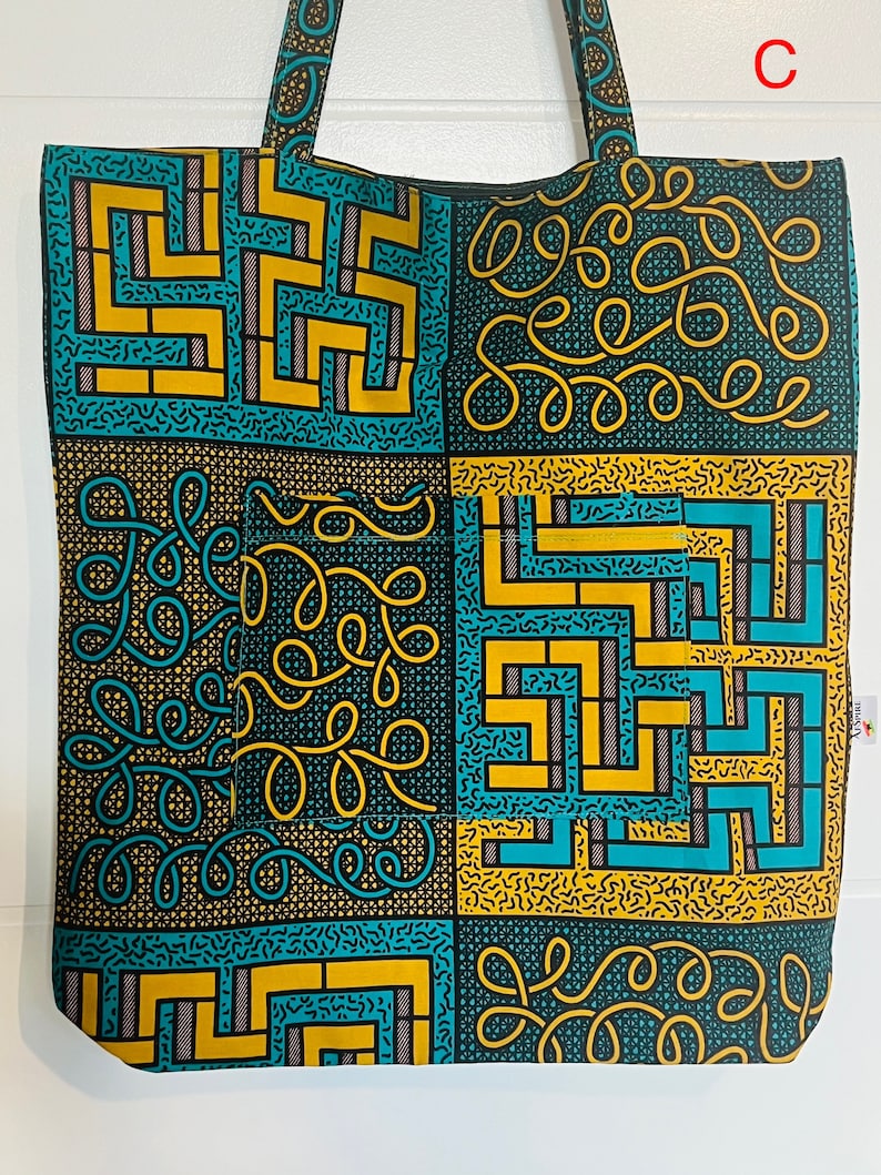 African Print Ankara Fully lined Tote bags image 3
