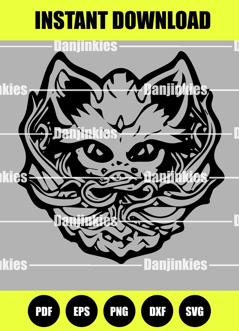 Demon Fox Cut File Printable Clipart Vector Digital Dxf, Pdf, Eps, Png ...