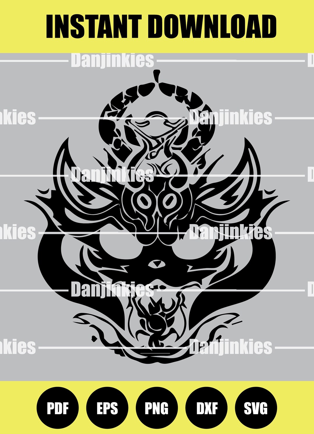 Demon Fox Cut File Printable Clipart Vector Digital Dxf, Pdf, Eps, Png ...