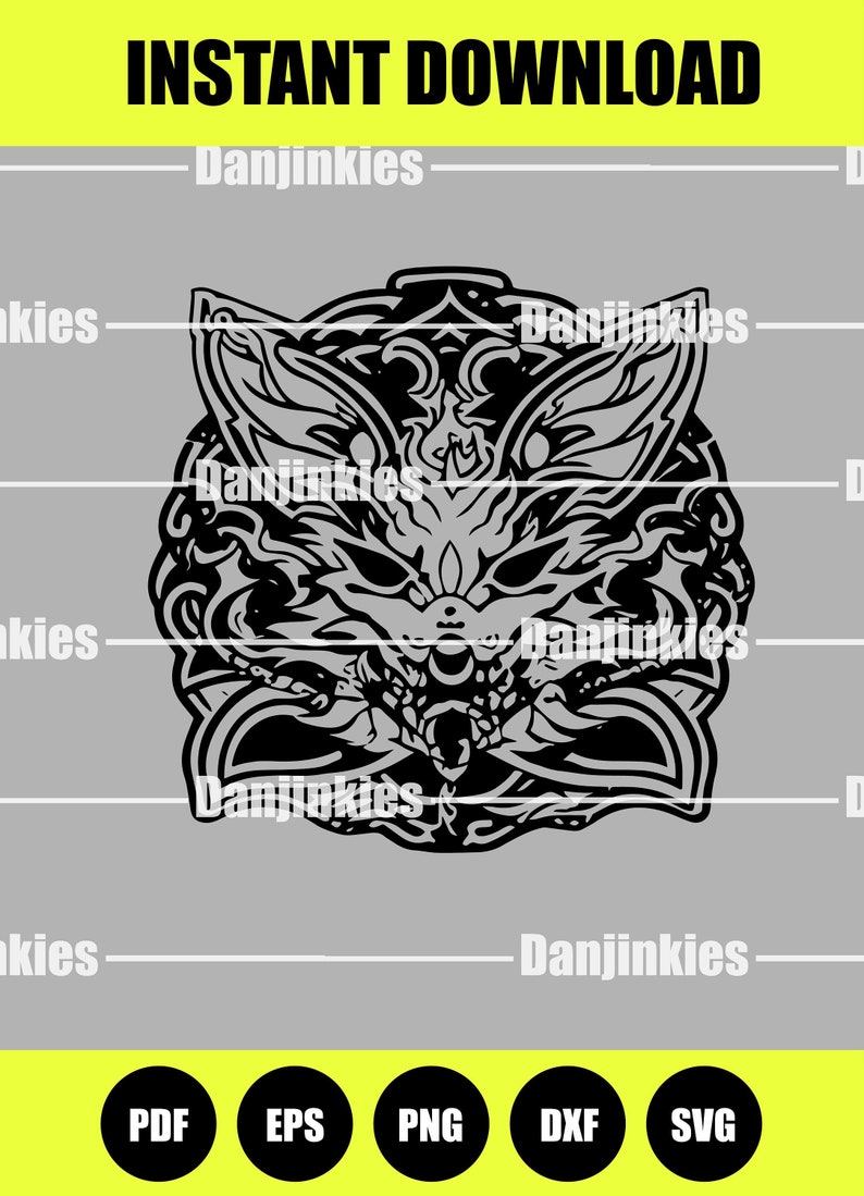 Demon Fox Cut File Printable Clipart Vector Digital Dxf, Pdf, Eps, Png ...