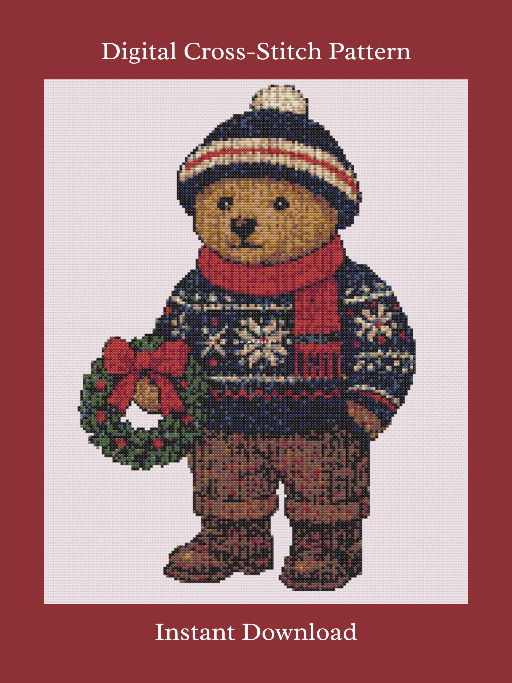 Paddington bear cross stitch - Etsy 日本