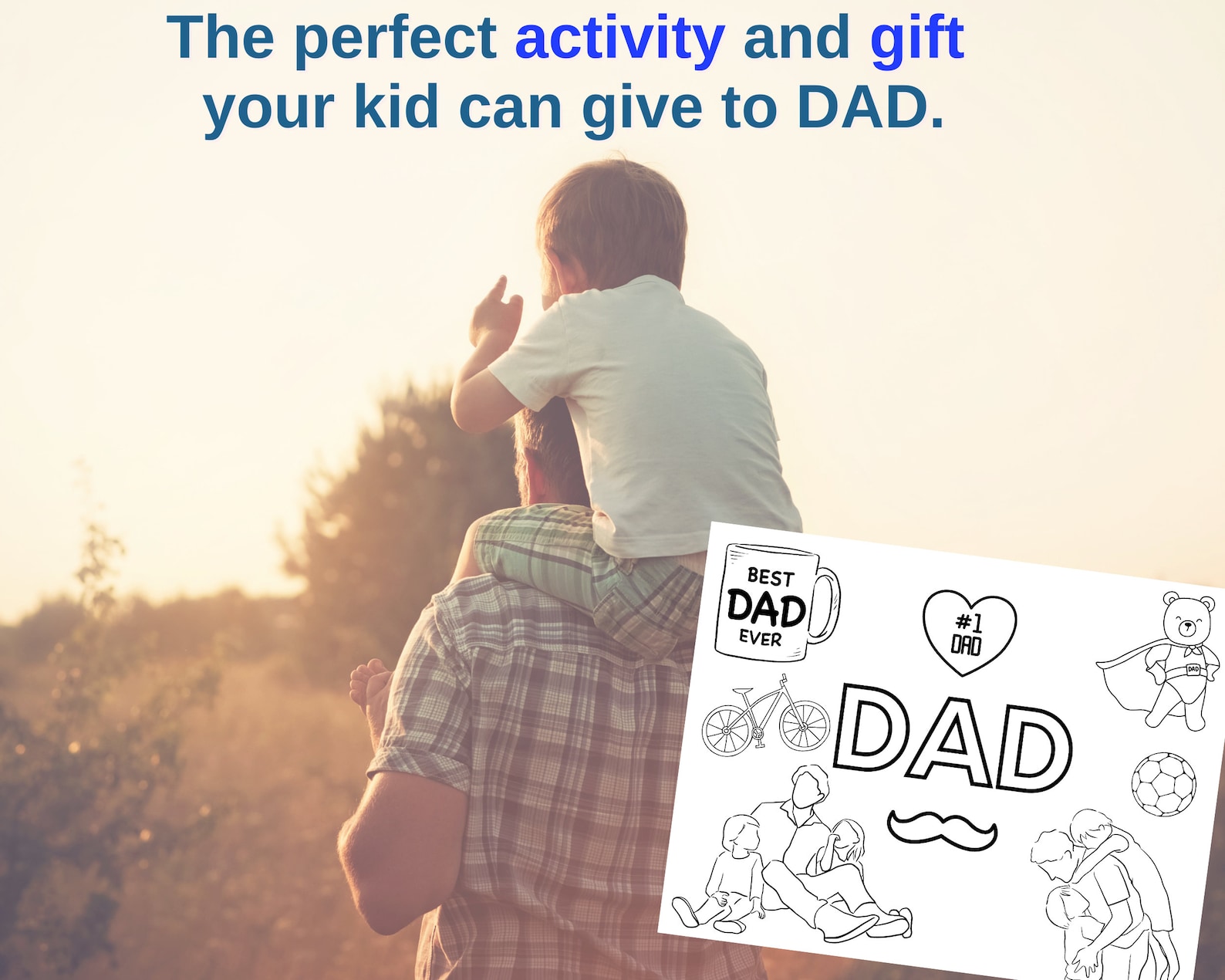 Fathers Coloring Page for Dad. 1 DAD Page Gift for Fathers Day ...